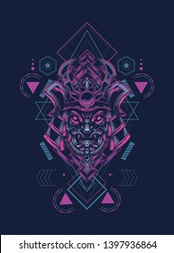 samurai mask with sacred geometry 