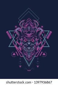 samurai mask with sacred geometry 