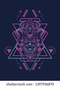 samurai mask with sacred geometry 