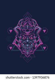 samurai mask with sacred geometry 