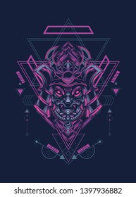 samurai mask with sacred geometry 