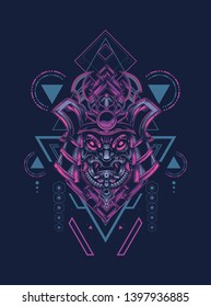 samurai mask with sacred geometry 