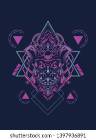samurai mask with sacred geometry 