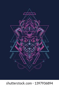 samurai mask with sacred geometry 