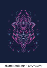 samurai mask with sacred geometry 