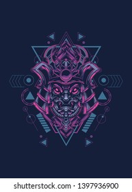 samurai mask with sacred geometry 