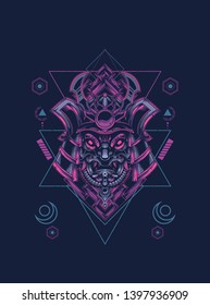 samurai mask with sacred geometry 