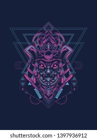 samurai mask with sacred geometry 
