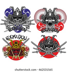 samurai mask skull t-shirt design