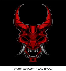 samurai mask skull vector illustration