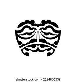 Samurai mask. Traditional totem symbol. Black tattoo in samoan style. Isolated on white background. Vector.