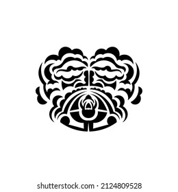 Samurai mask. Traditional totem symbol. Black tattoo in samoan style. Isolated. Vector.