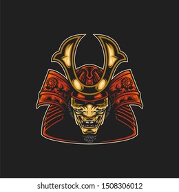 samurai mask vector art illustration