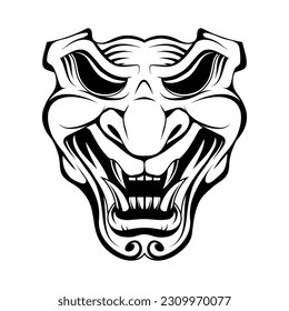 Samurai Maske. Vektorgrafik eines japanischen Samurai-Helms