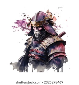 Samurai Monkey Traditional Japanese | Transparent 300dpi digital tshirt POD, EPS, vector, clipart, book cover, wallart, ready to print, Print-on-Demand, colorful, no background, beauty