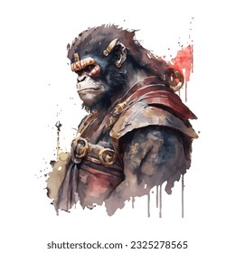 Samurai Monkey Traditional Japanese | Transparent 300dpi digital tshirt POD, EPS, vector, clipart, book cover, wallart, ready to print, Print-on-Demand, colorful, no background, beauty
