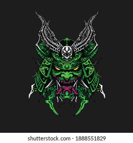 samurai monster design logo illustration