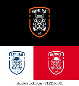 Samurai Ninja Monster mascot esport logo design illustrations vector template, Devil Ninja logo for team game streamer banner discord, full color cartoon style