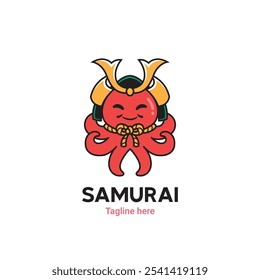 Vector del logotipo del pulpo del samurái de Japón