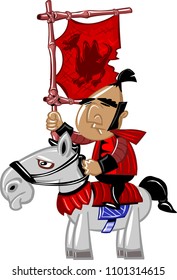 samurai on horse vector drawing