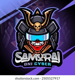 Samurai oni cyber mascot logo design