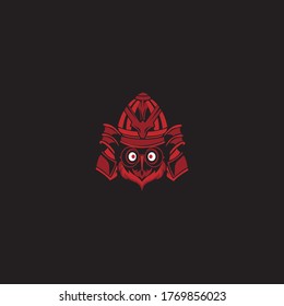 samurai owl mascot vector logo