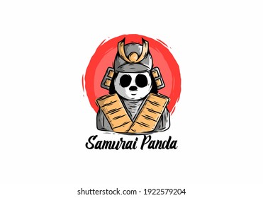 Samurai panda drawing illustration design