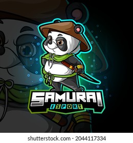 The samurai panda esport logo design of illustration