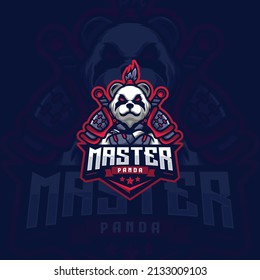 Samurai Panda Esport Logo Design Illustration For Gaming Club