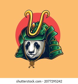 samurai panda illustration, this illustration is vector based with editable EPS file