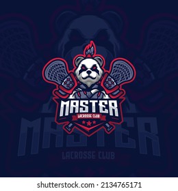 Samurai Panda Mascot Logo Design Illustration For Lacrosse Club