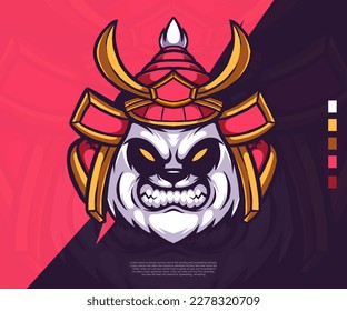 samurai panda modern logo illustration. suitable for esport logos, tattoos, stickers and others.