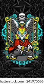 samurai rabbit cyberpunk vector illustration