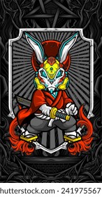 samurai rabbit cyberpunk vector illustration