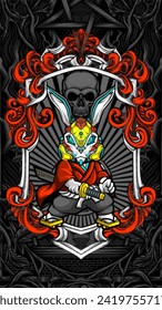 samurai rabbit cyberpunk vector illustration