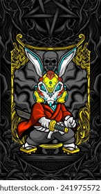 samurai rabbit cyberpunk vector illustration