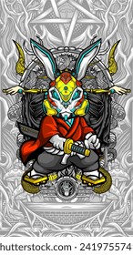 samurai rabbit cyberpunk vector illustration