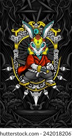samurai rabbit cyberpunk vector illustration