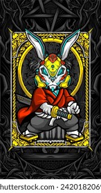 samurai rabbit cyberpunk vector illustration