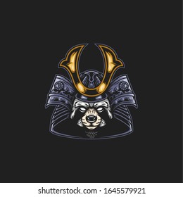 samurai racoon illustration mascot vector