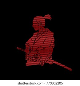 Samurai ready to fight action designed using geometric pattern graphic vector