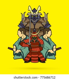 Samurai, Ready to fight composition graphic vector