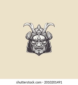 Samurai Retro-Vintage-Logo, Vektorgrafik