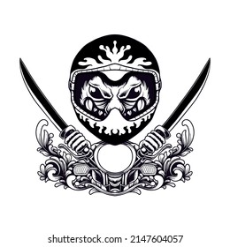 Samurai rider motorcycle Vector Illustration