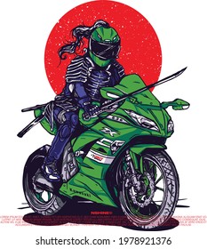 samurai riding illustration for merchandise or poster design