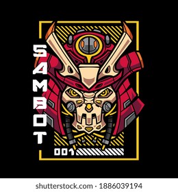 Logo de la mascota robot de Samurai 
