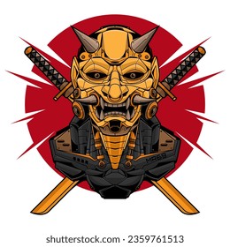 samurai robot head vector, vector EPS 10