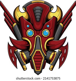 samurai robot illustration with premium quality stock vector