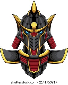 samurai robot illustration with premium quality stock vector