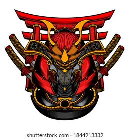 samurai robot mask, vector EPS 10